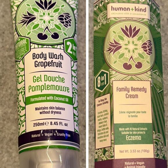 HUMAN + KIND - NWT Duo/Grapefruit Body Wash & Family Remedy Cream/8.45 & 3.53 oz - Picture 5 of 15